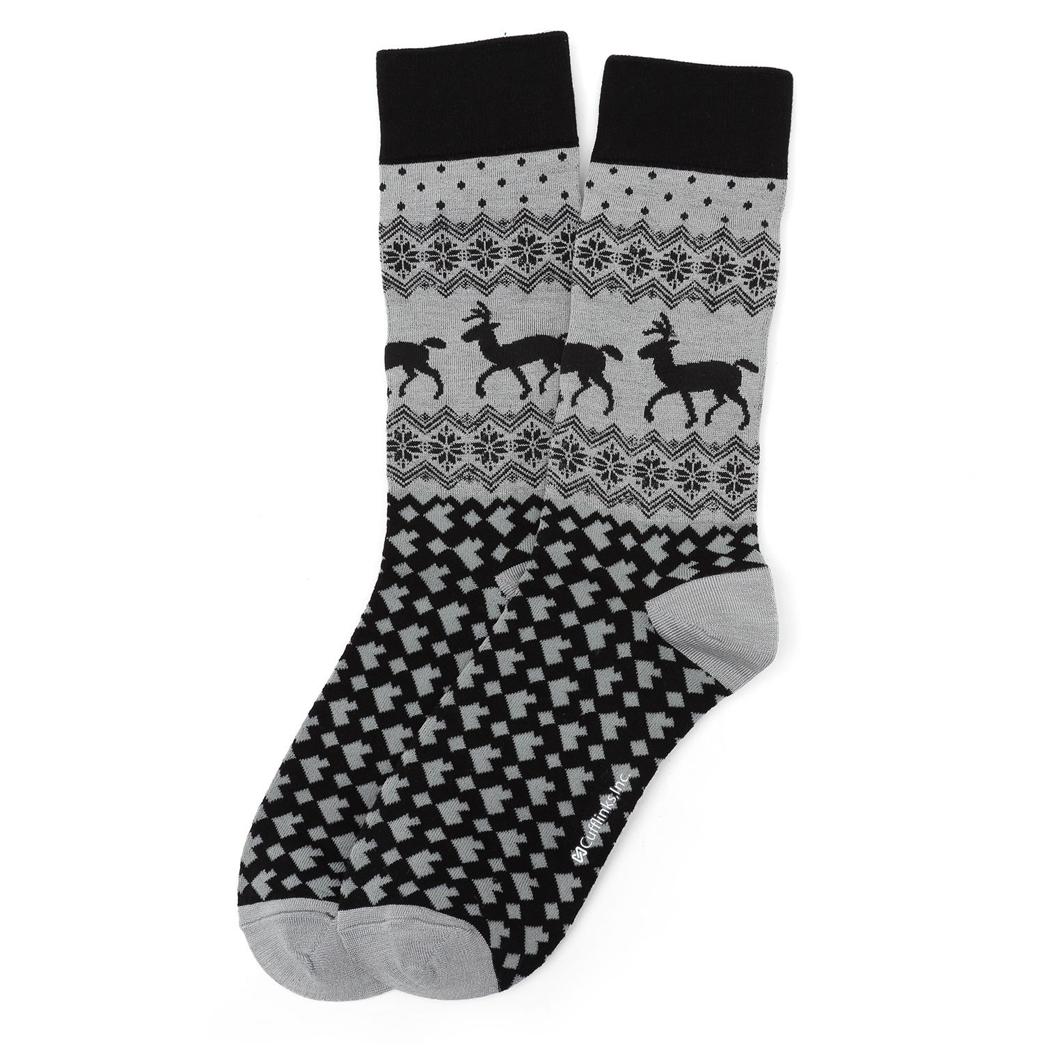 Pair of socks with deer pattern on a white background