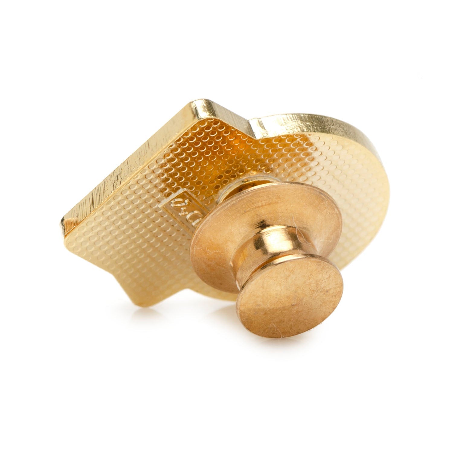 Gold-colored knob or lock on a white background