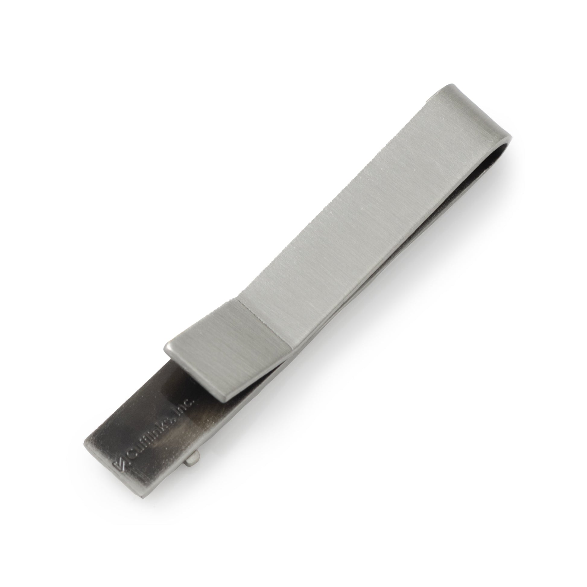 Metallic tie clip on a white background