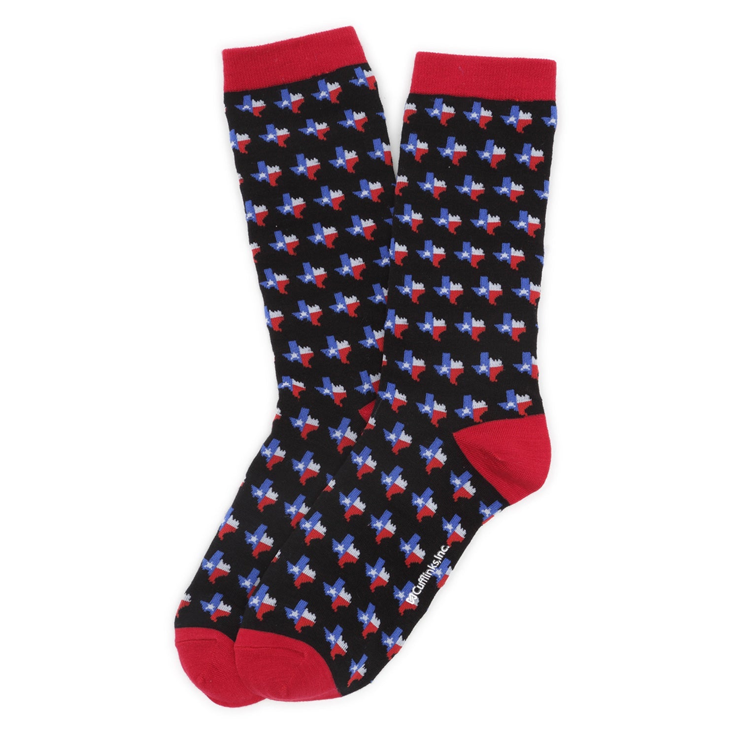 Socks with Texas flag pattern on a black background