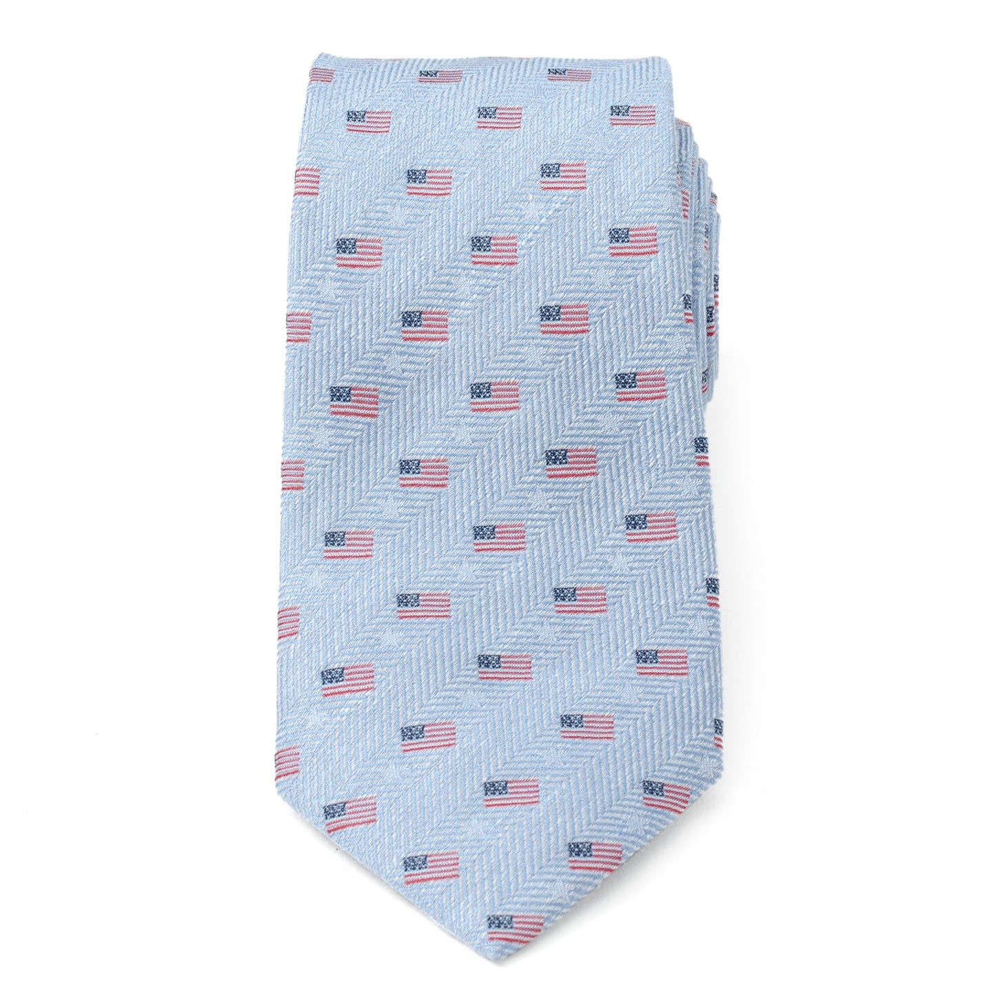 Light Blue American Flag Men's Tie