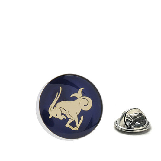 Gold and navy enamel Capricorn sea goat lapel pin with clutch backing – zodiac astrology accessory