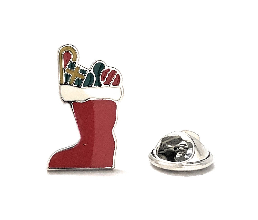 Christmas Socking Label Pin Presents and Gifts Enamel Pin Holiday Fun Party