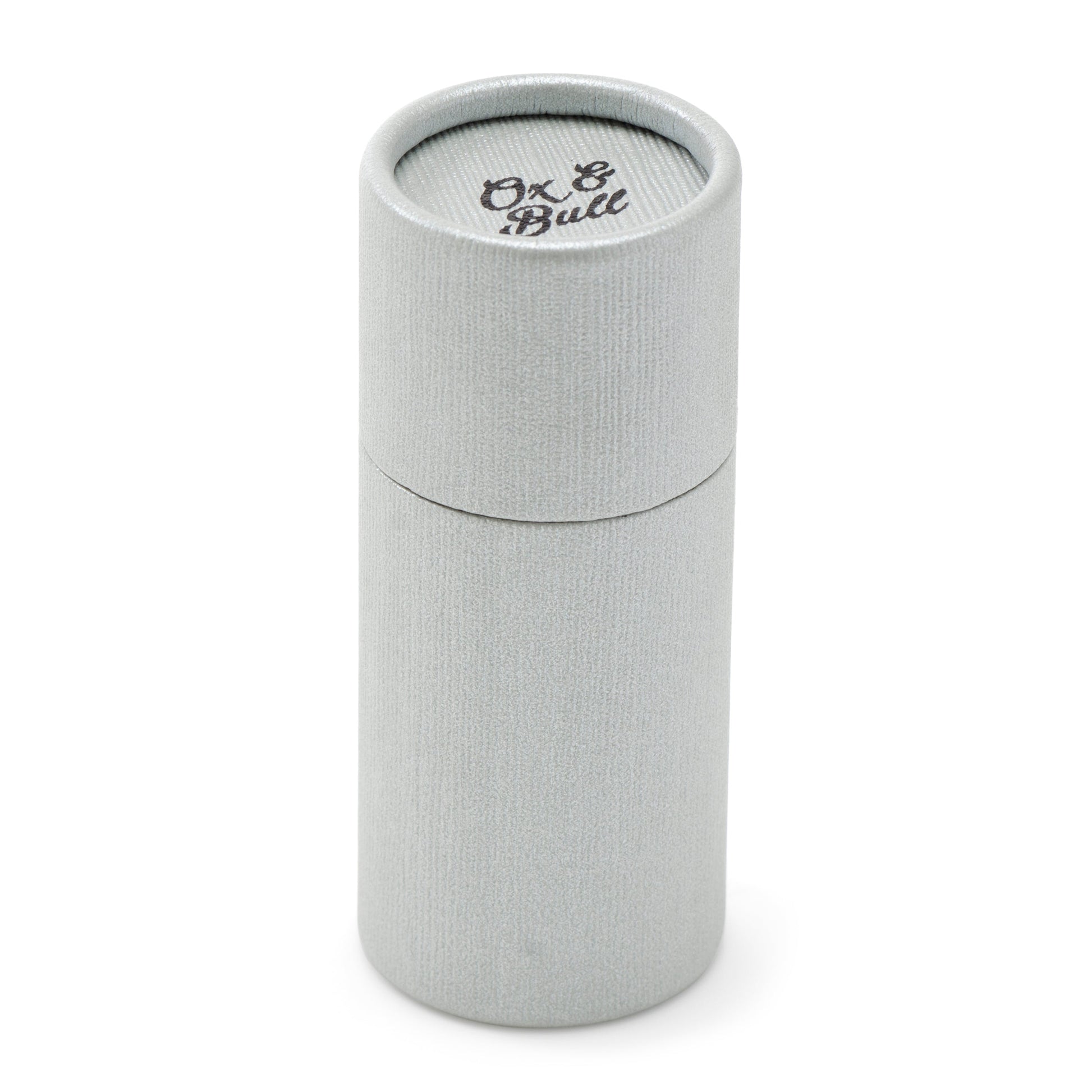 Gray cylindrical container with 'Ox & Bull' branding on a white background