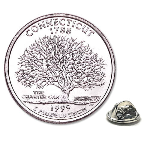 Connecticut State Quarter Coin Lapel Pin Uncirculated U.S. Quarter 1999 Tie Pin