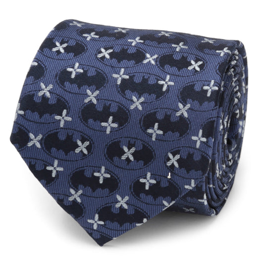 DC Batman Cross Blue Silk Men's Tie