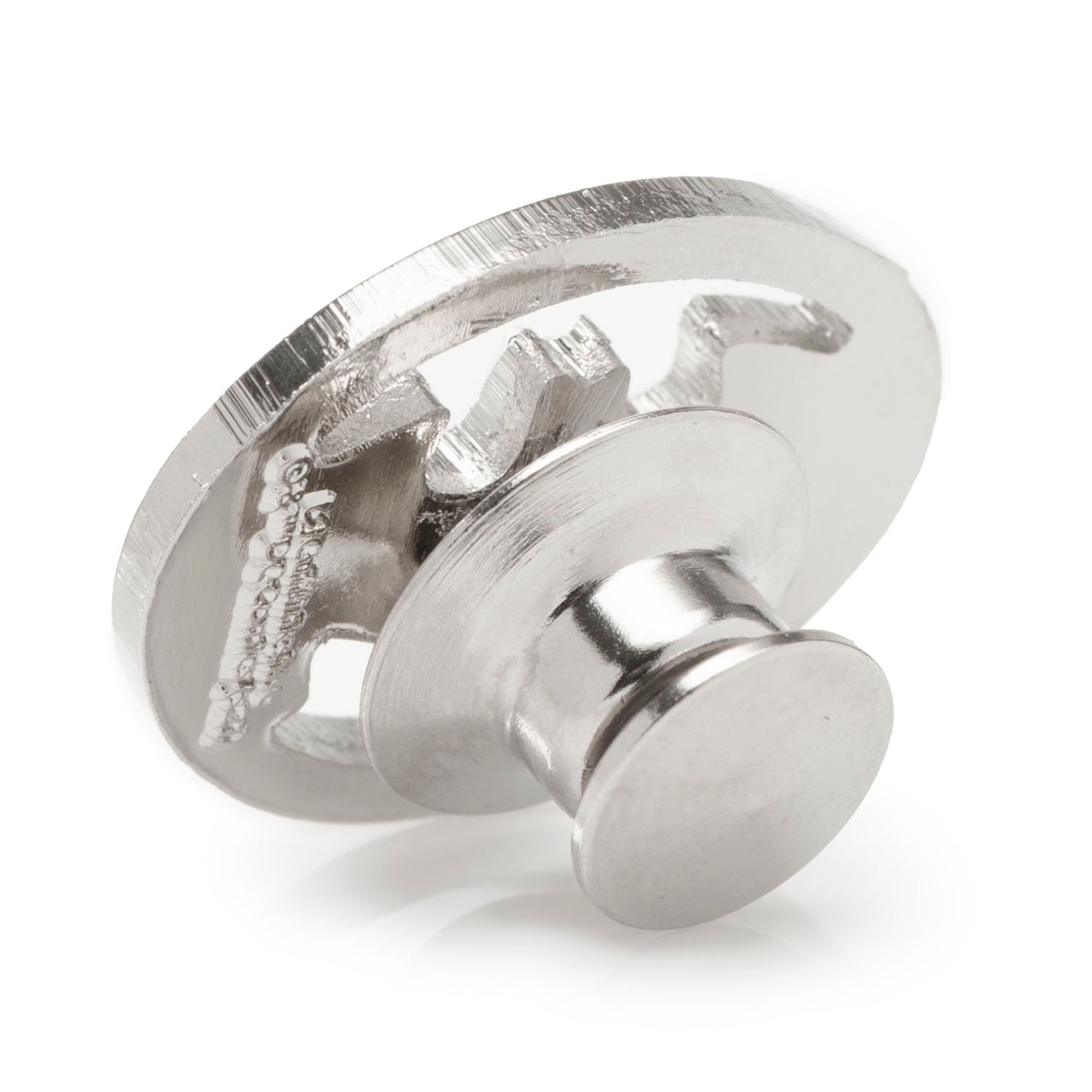 Metallic knob on a white background