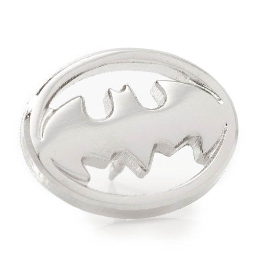 Silver Batman logo charm on a white background