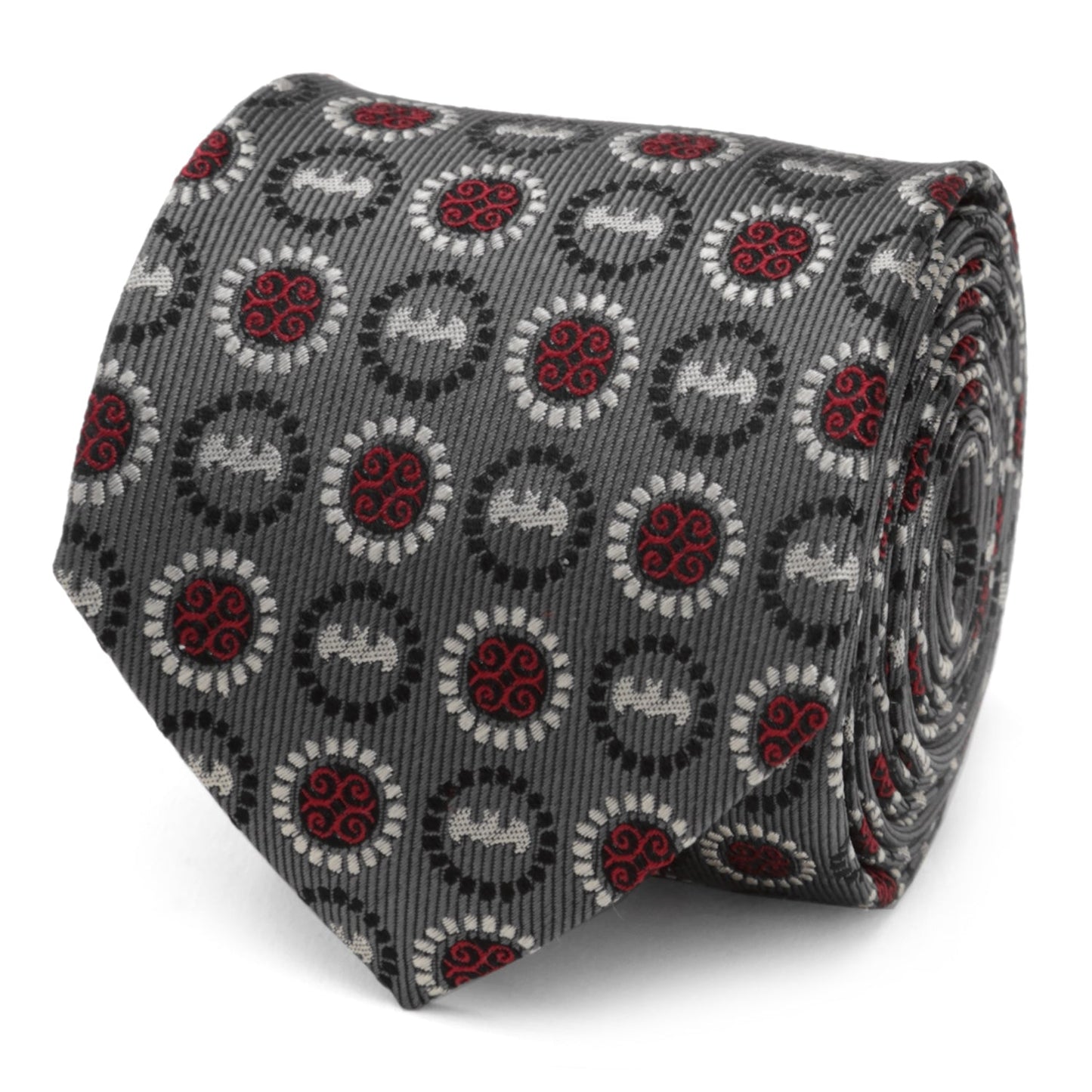 DC Batman Medallion Symbol Charcoal Silk Men's Tie
