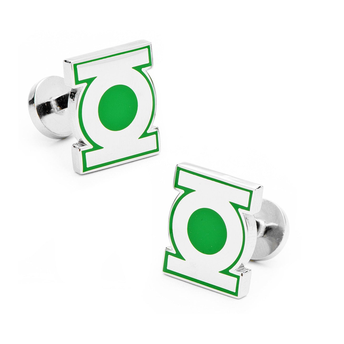 Green Lantern logo cufflinks on a white background