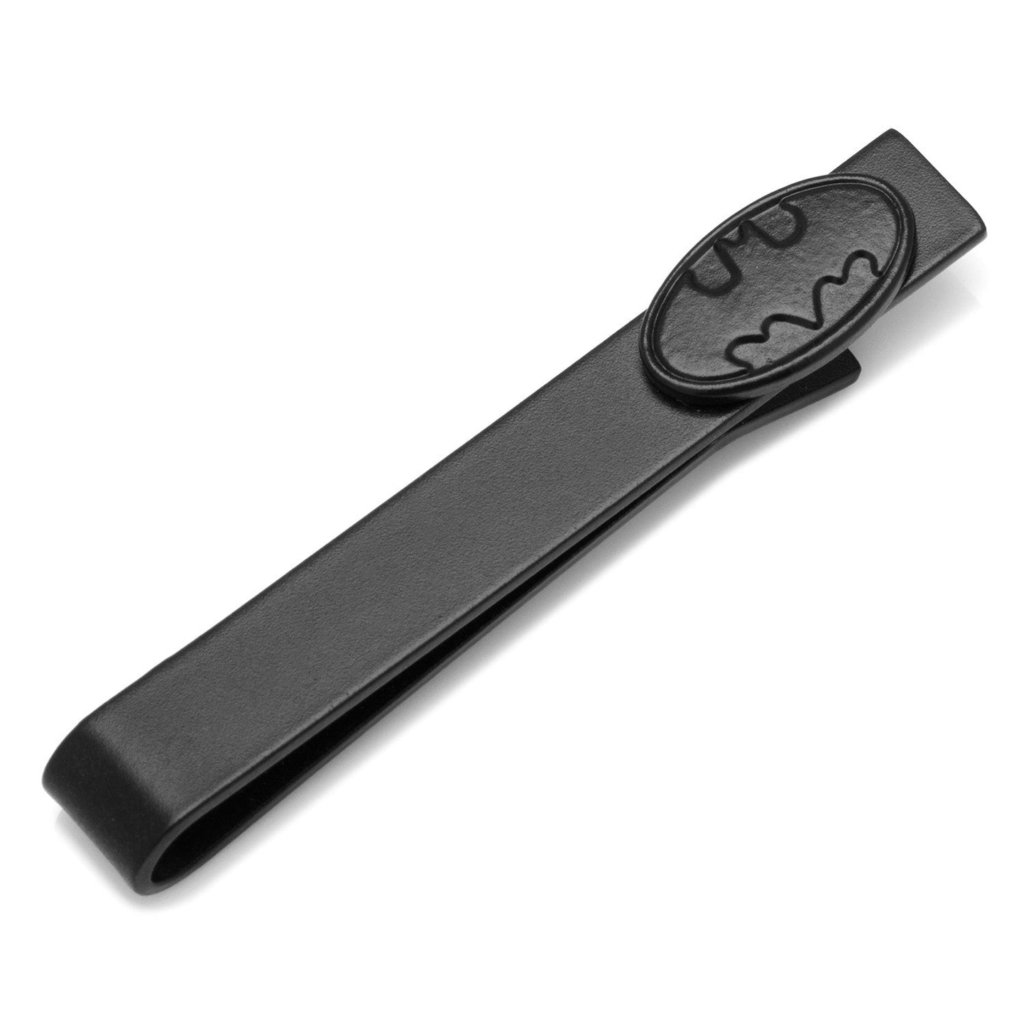 Black tie clip with Batman logo on a white background