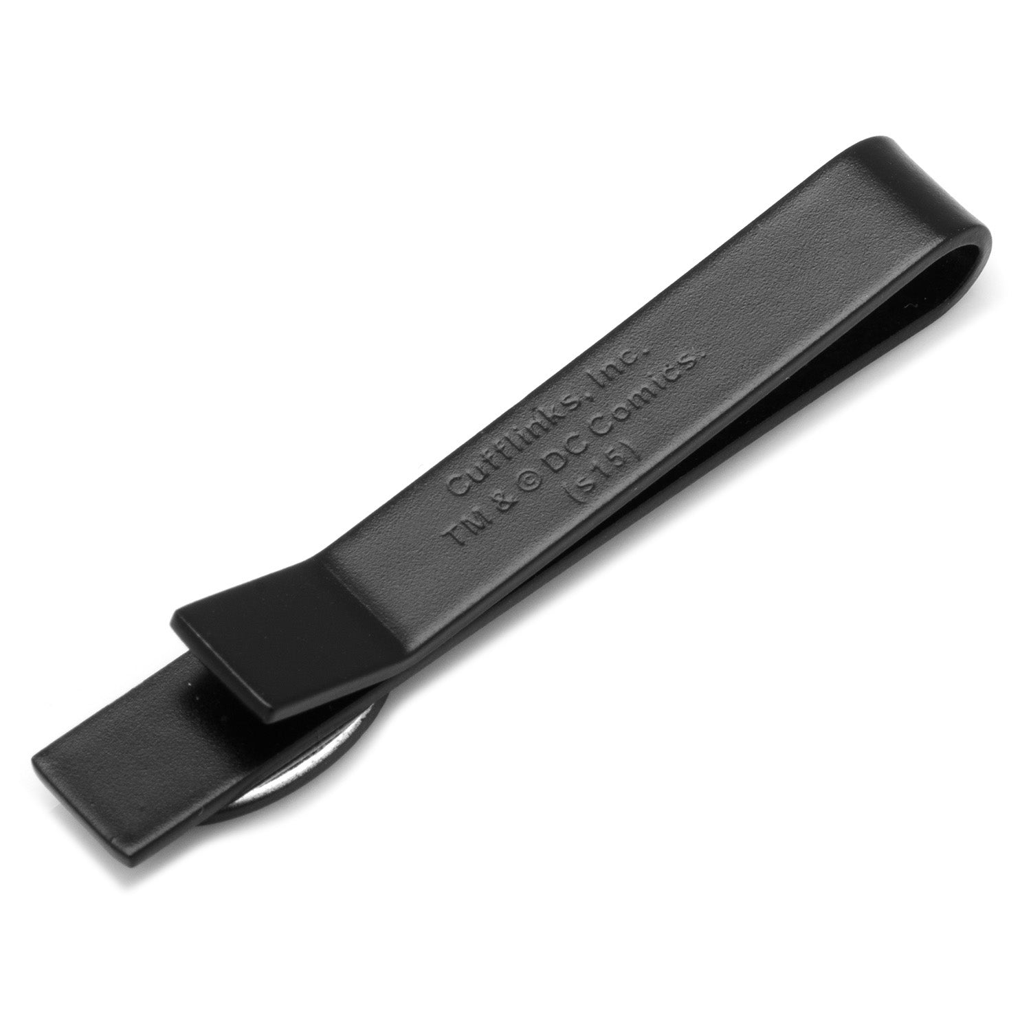Black metal clip on a white background