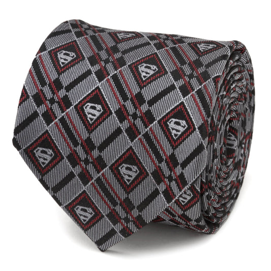 DC Superman Geometric Gray Silk Men's Tie