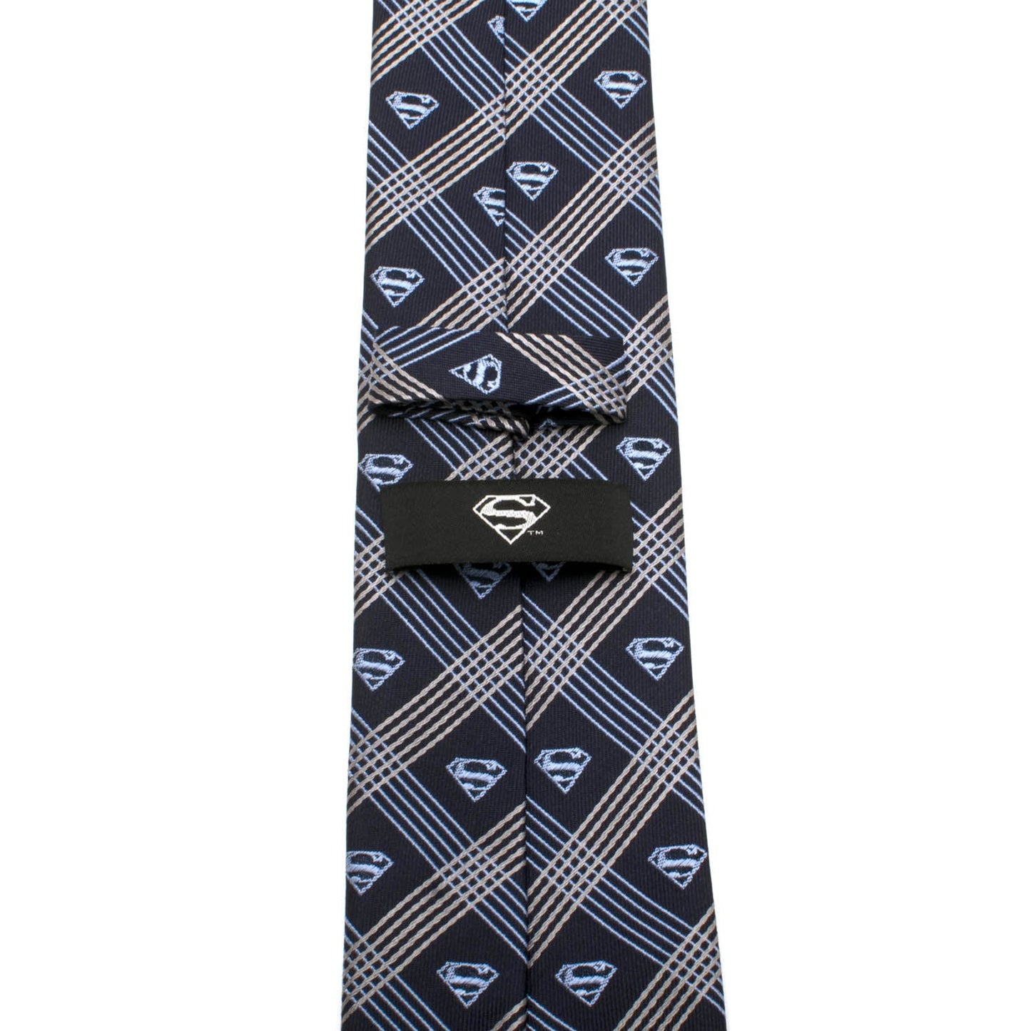 DC Superman Shield Navy Plaid Mens Tie