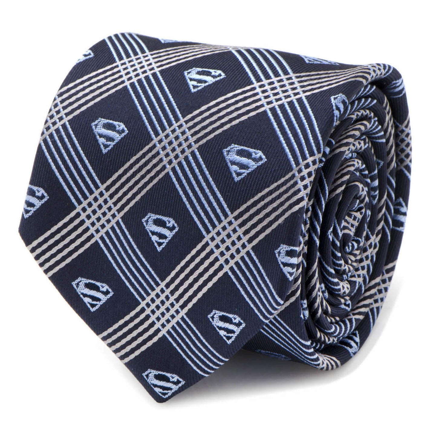 DC Superman Shield Navy Plaid Mens Tie