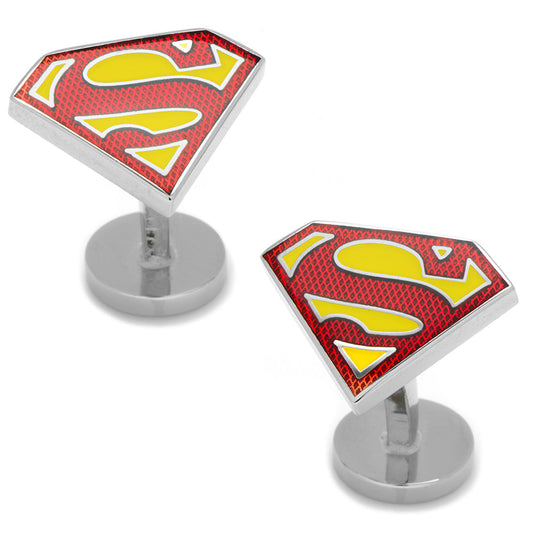 Superman logo cufflinks on a white background
