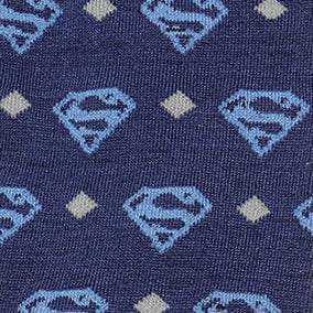 Navy blue tie with Superman logo pattern