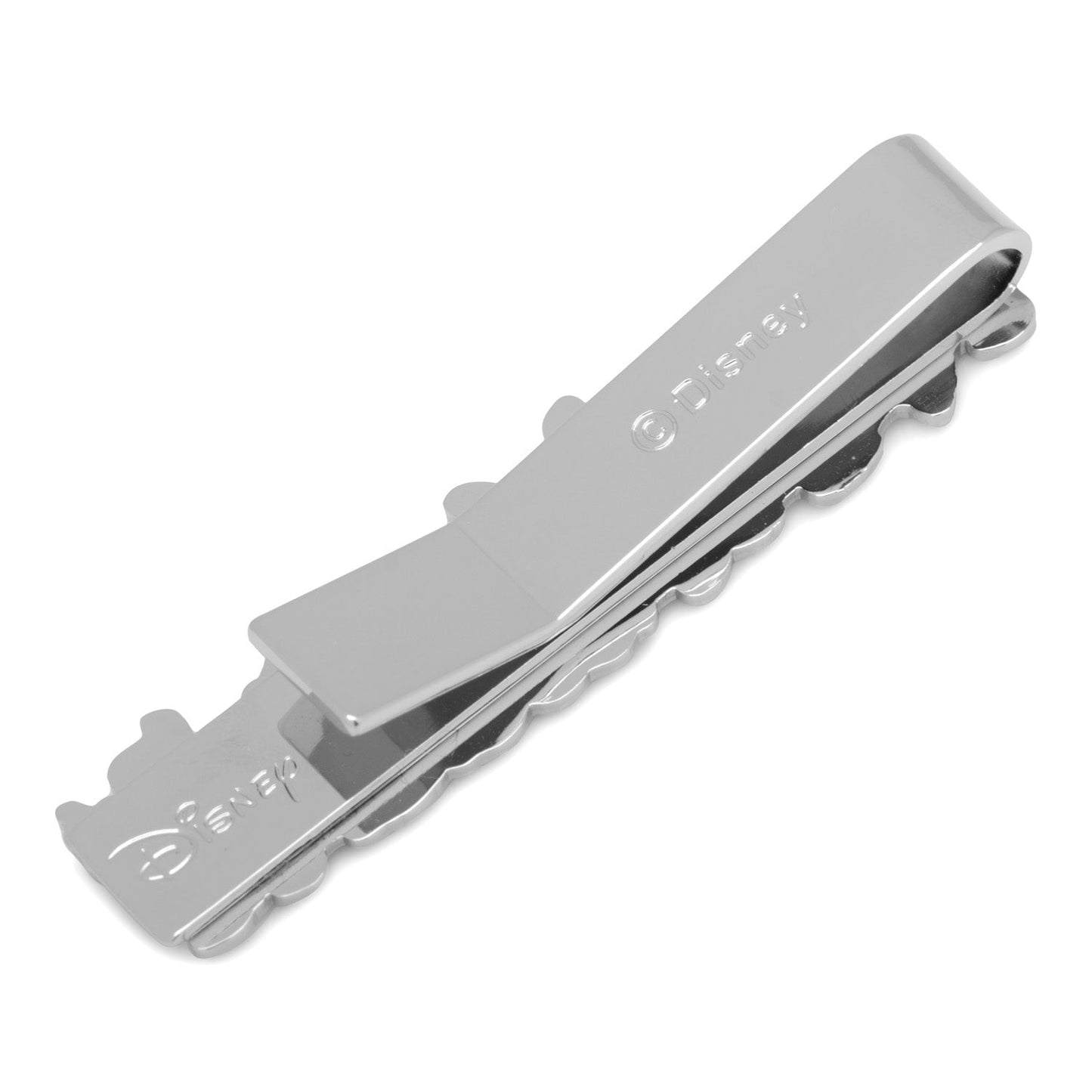 Silver tie clip on a white background
