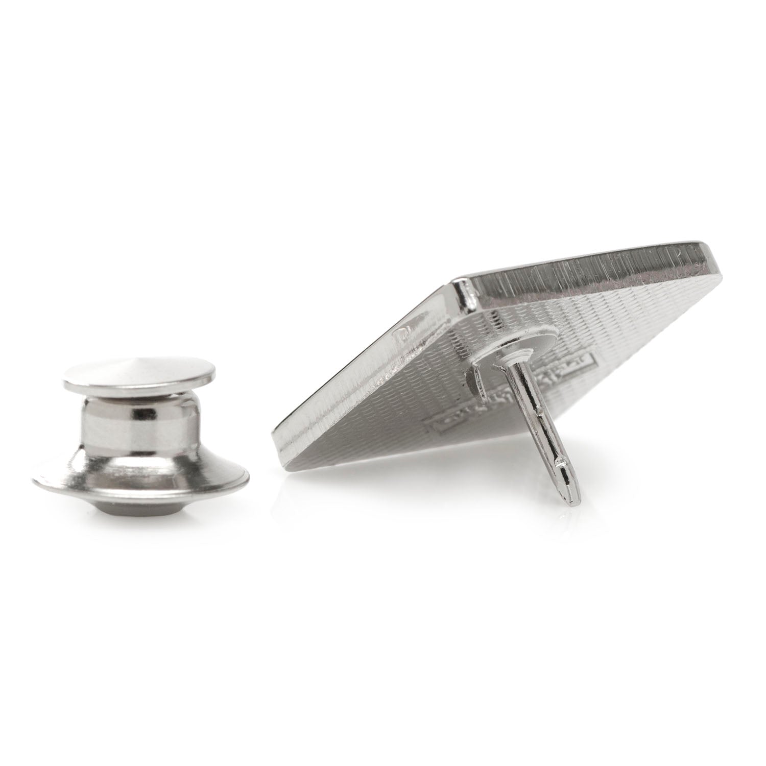 Silver tie clip on a white background