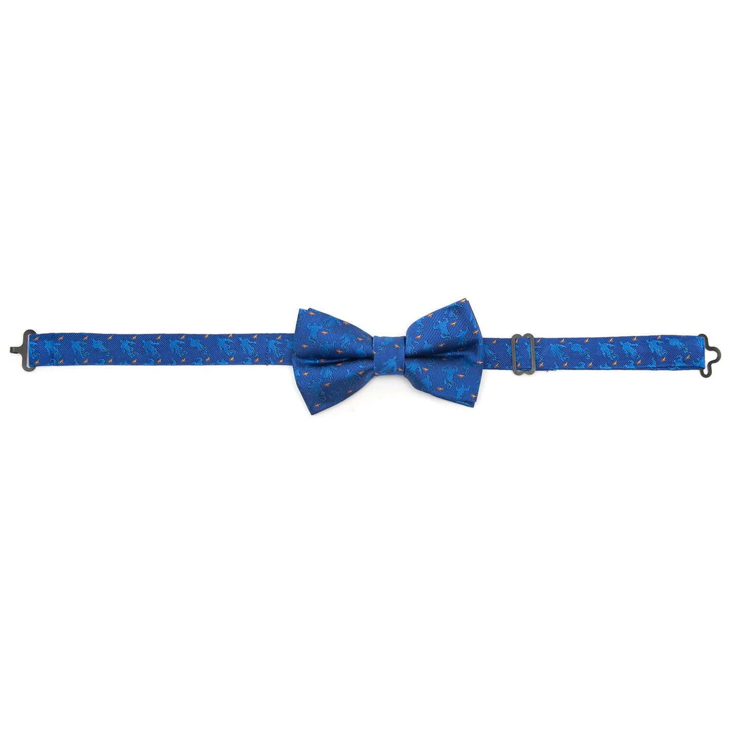 Blue bow tie with a pattern on a white background
