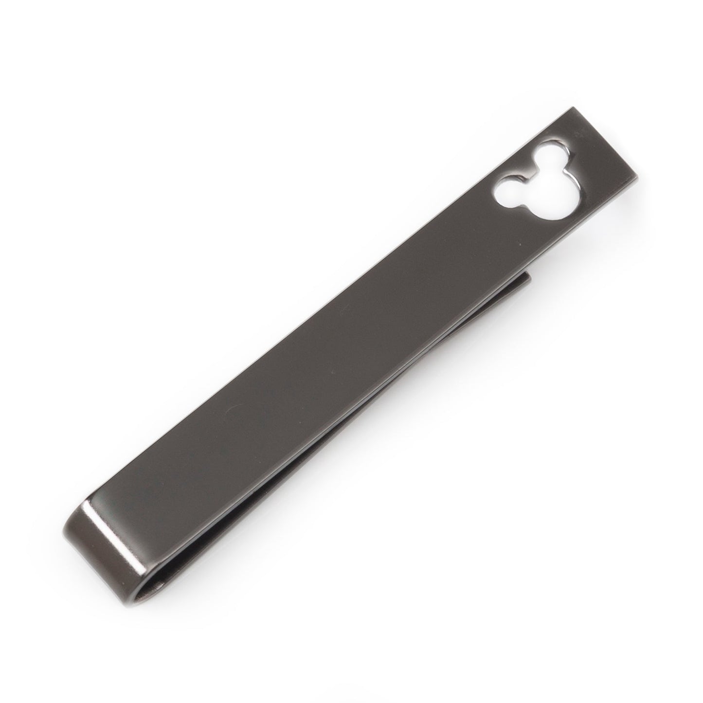 Metallic money clip with a heart-shaped cutout on a white background