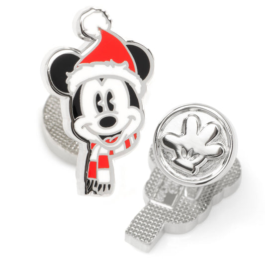 Mickey Mouse-themed keychain with Santa hat and scarf on a white background
