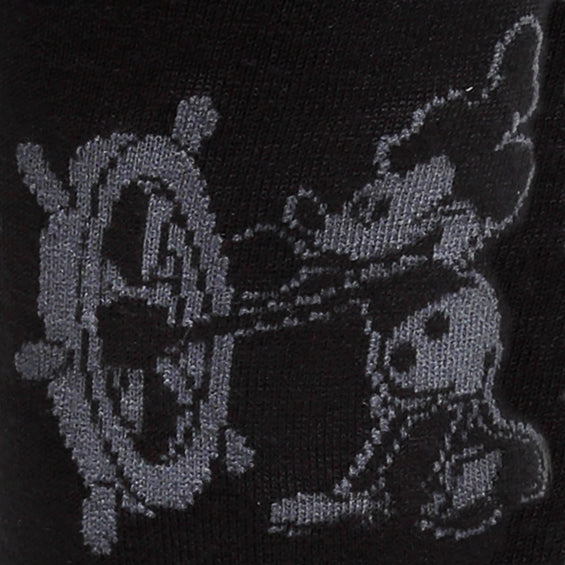 Disney Mickey Mouse Steamboat Willie Sock and Mickey Blue Lapel Pin Gift Set featuring black-and-white socks with vintage Mickey design and blue enamel lapel pin. Officially licensed by Disney.