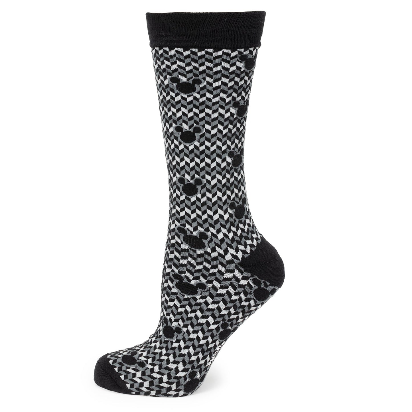 Black and white patterned sock on a white background