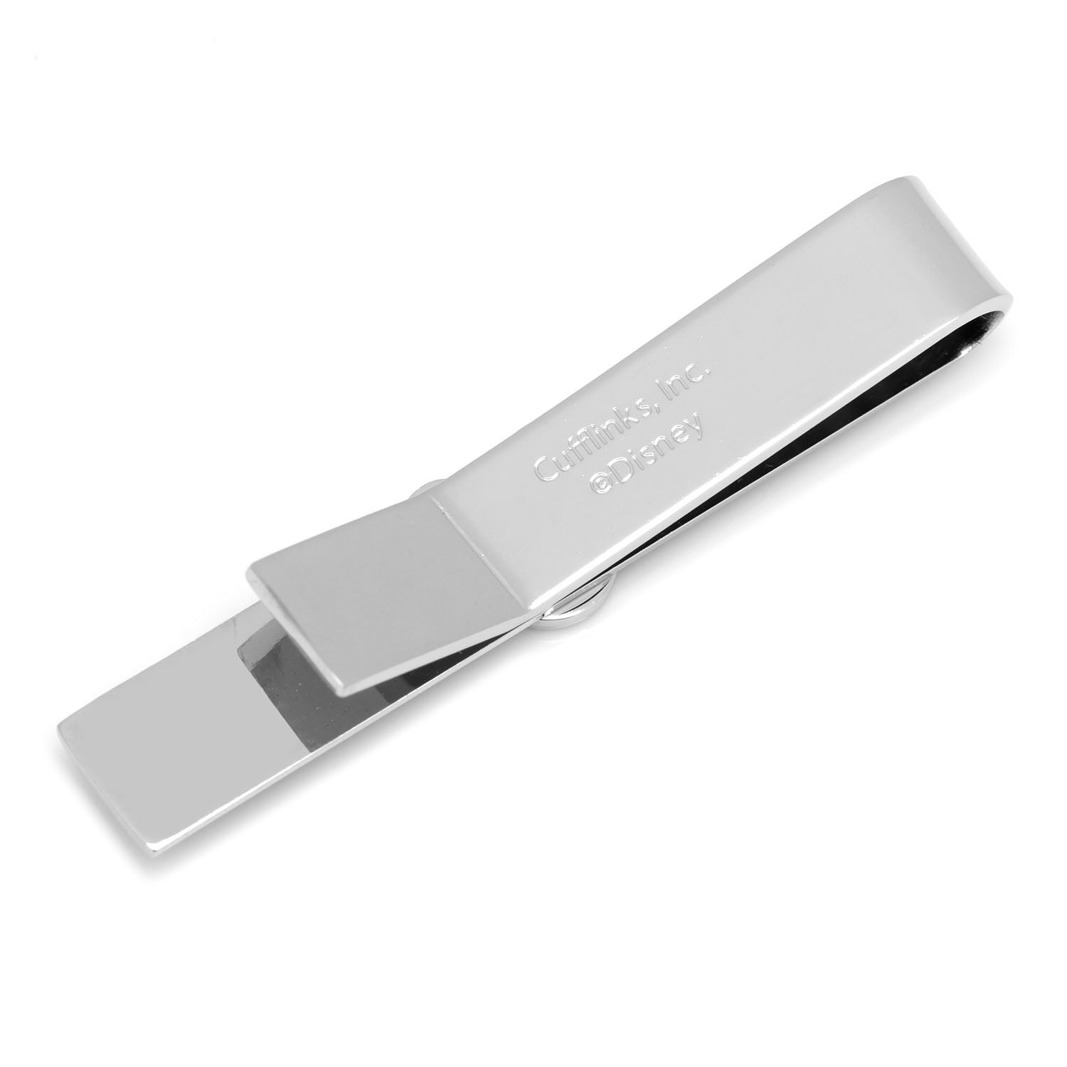 Silver tie clip on a white background