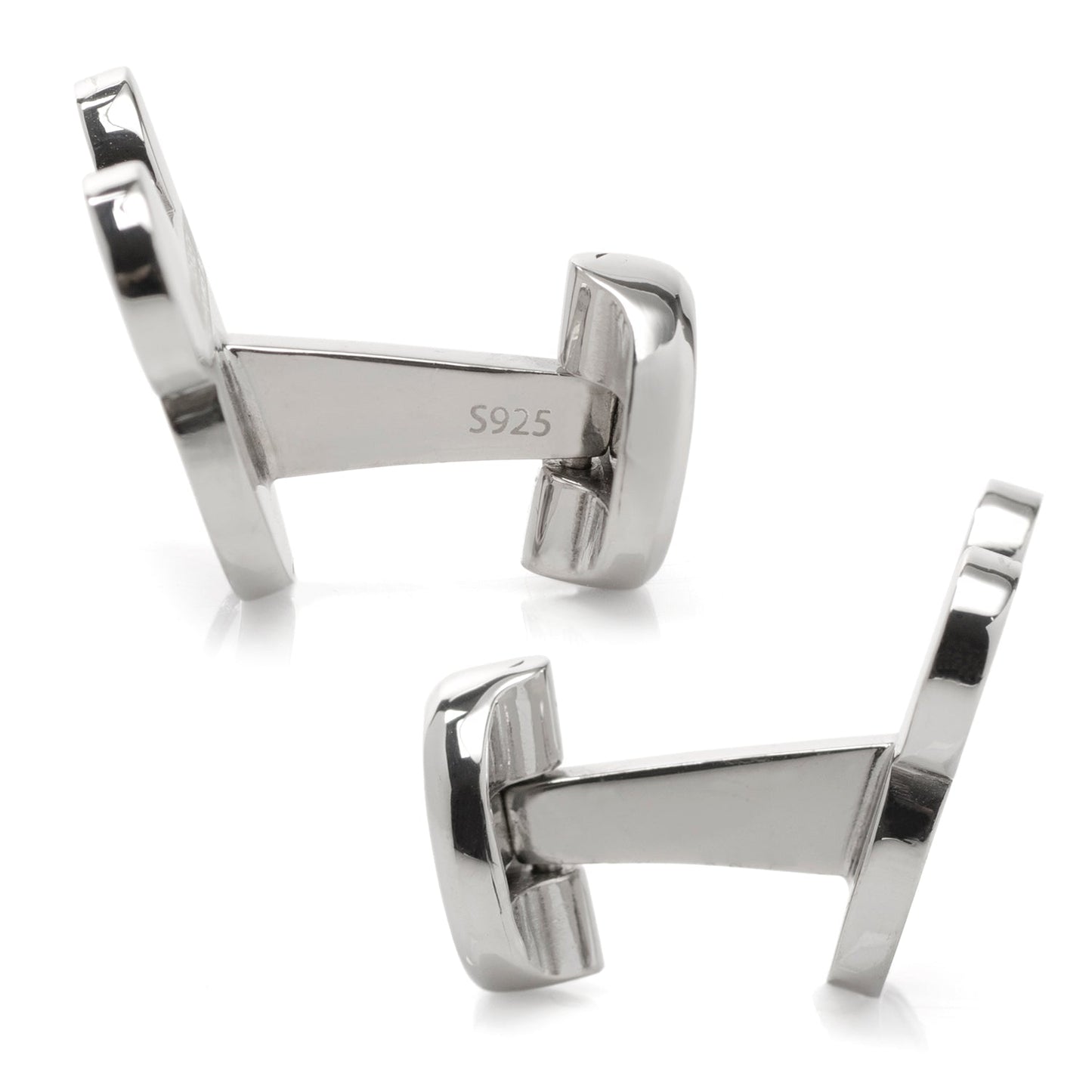 Disney Mickey Mouse Silhouette Lavender Mother of Pearl Sterling Silver Cufflinks