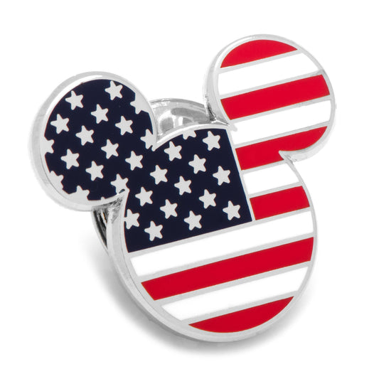 Mickey Mouse ear hat pin with American flag design on a white background