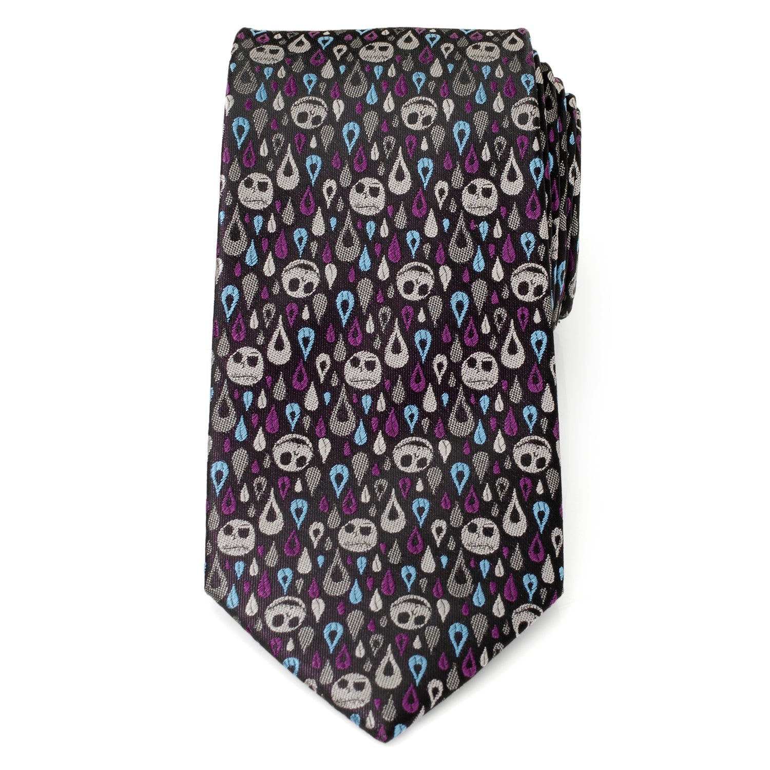 Patterned tie with sloth design on a white background