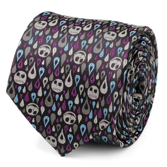 Roll of a patterned tie with sloth design on a white background