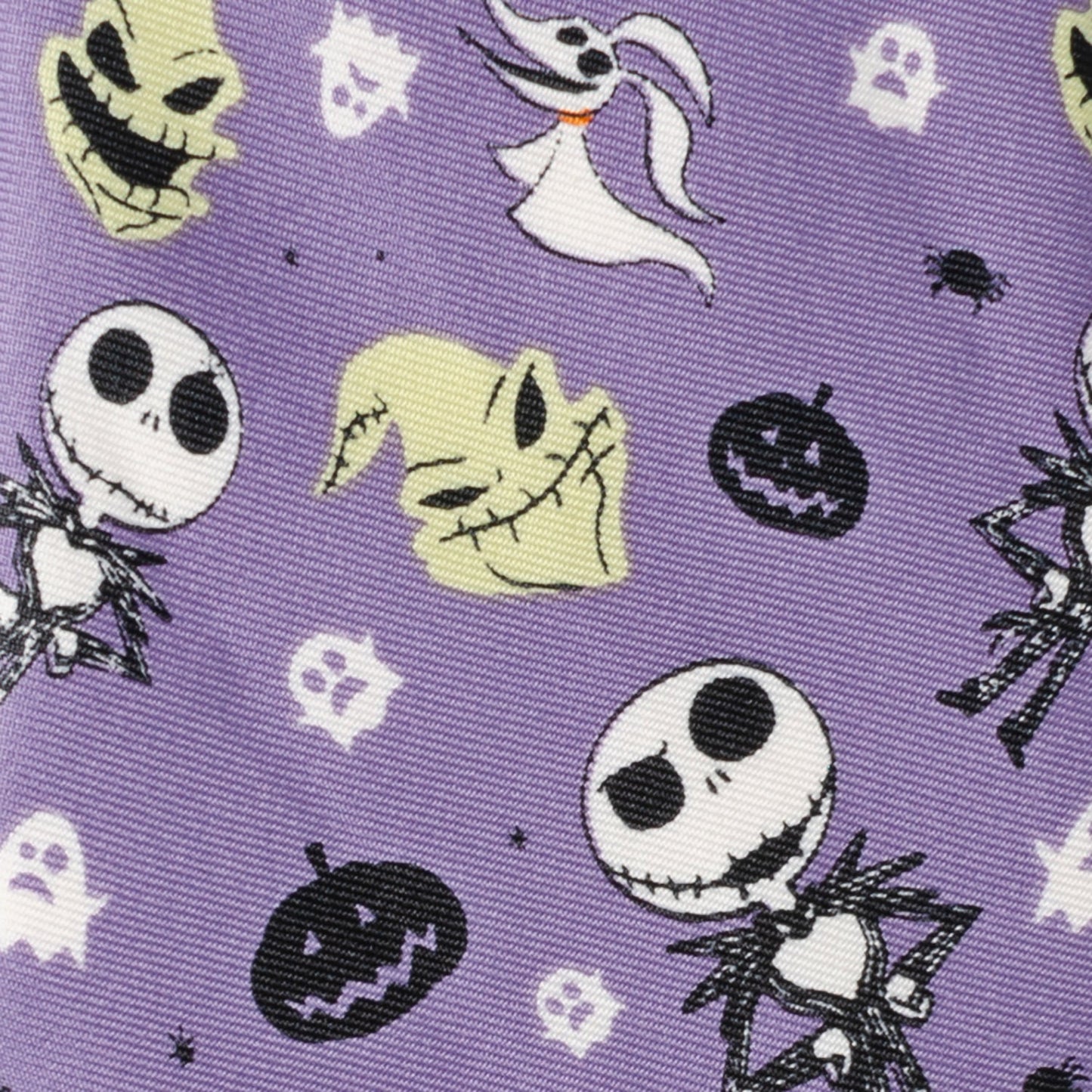 Pattern of cartoon characters on a purple background