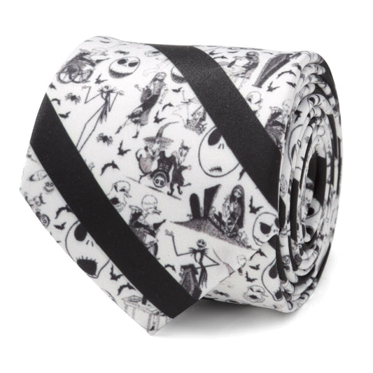 Disney Jack Skellington black and white striped tie for men