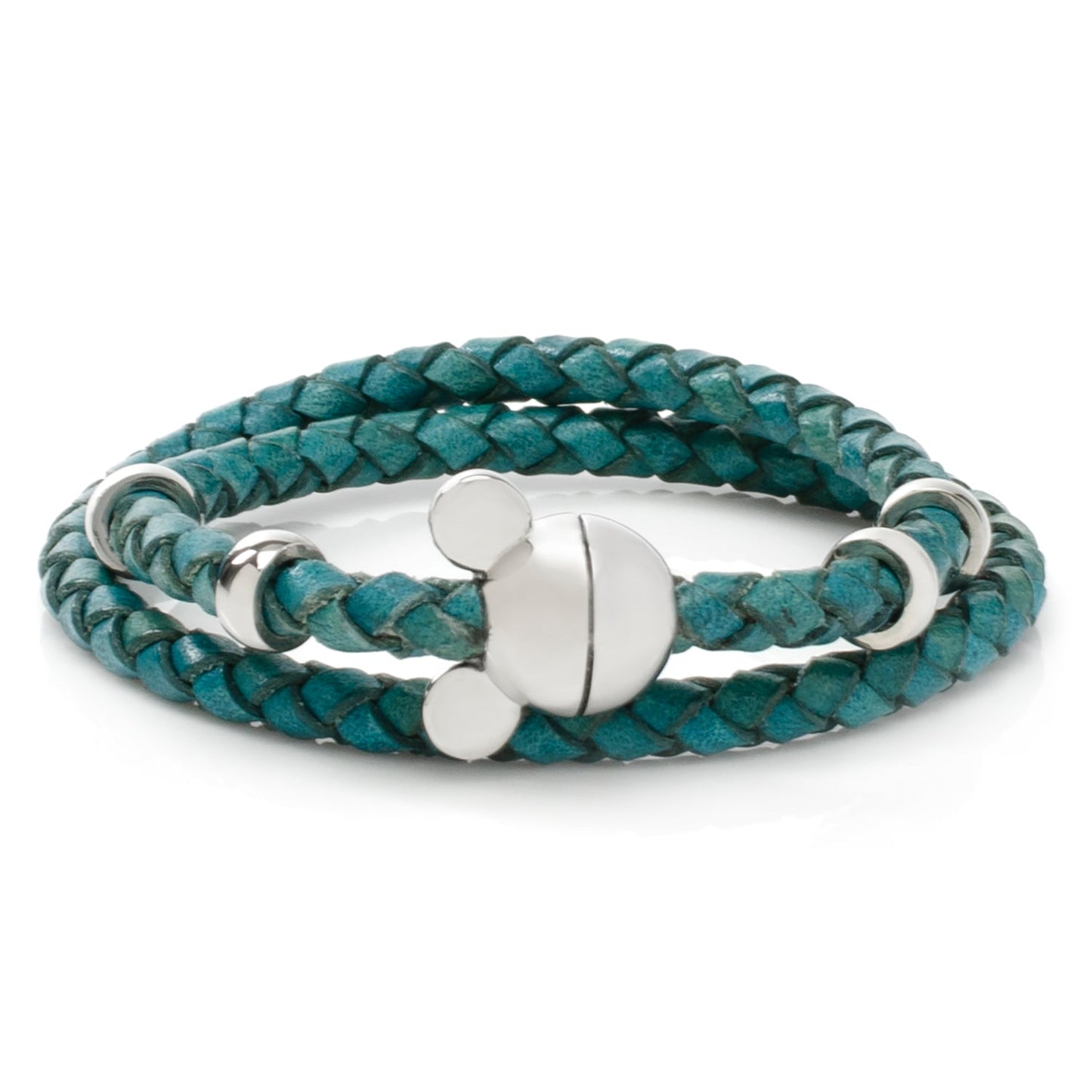 Disney Mickey Mouse Silhouette Teal Leather Wrap Bracelet