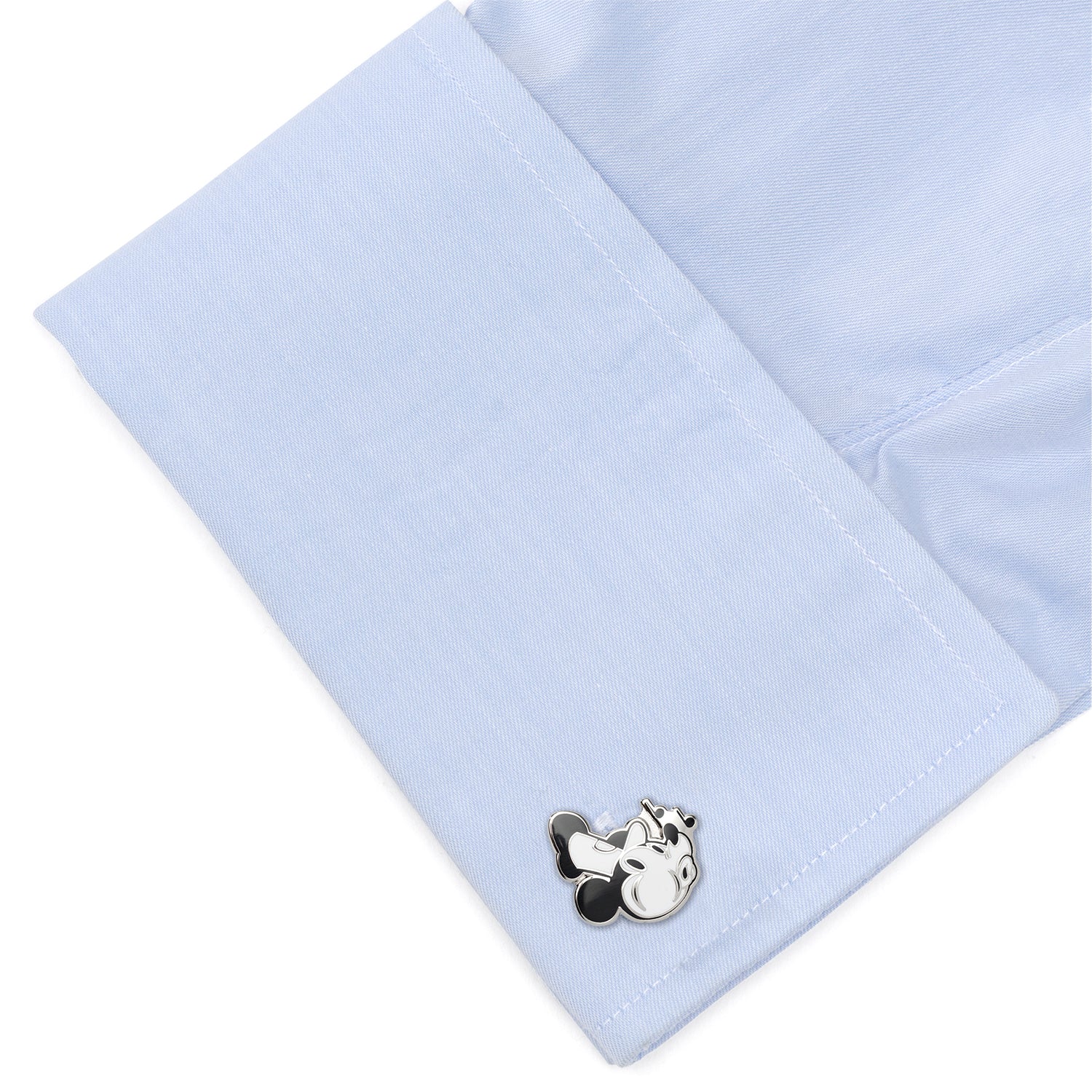 Cufflinks with a unique design on light blue dress shirt