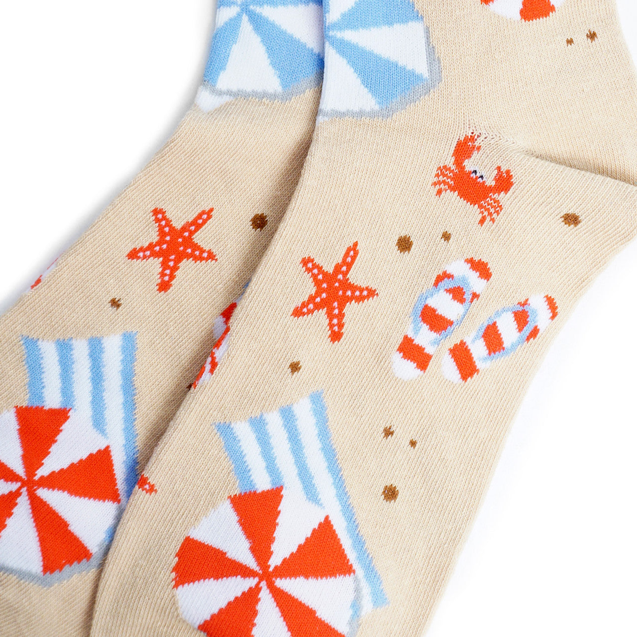 Day at the Beach Socks Novelty Summer Beach Fun Crazy Crab Starfish Flip Flops Beach Vacation Socks