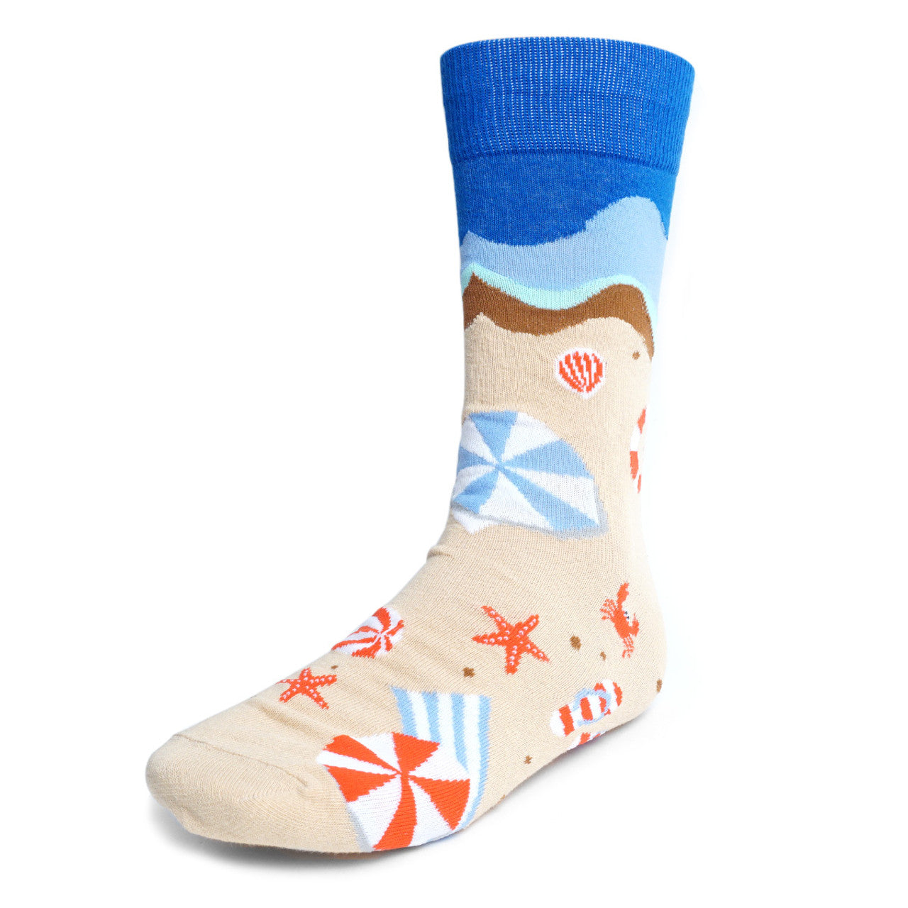 Day at the Beach Socks Novelty Summer Beach Fun Crazy Crab Starfish Flip Flops Beach Vacation Socks