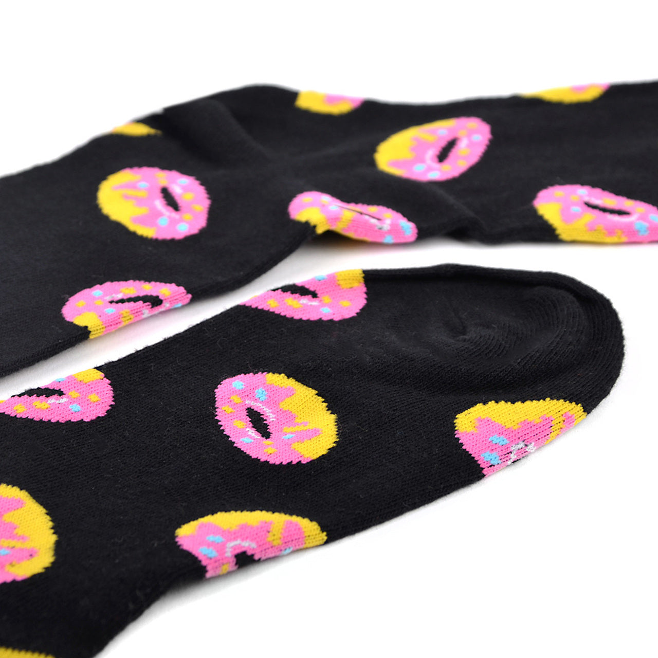 Fun Socks Men's Doughnut Novelty Socks Black and Pink Donut Lovers Bakery Pastries Donuts Gift for Dad