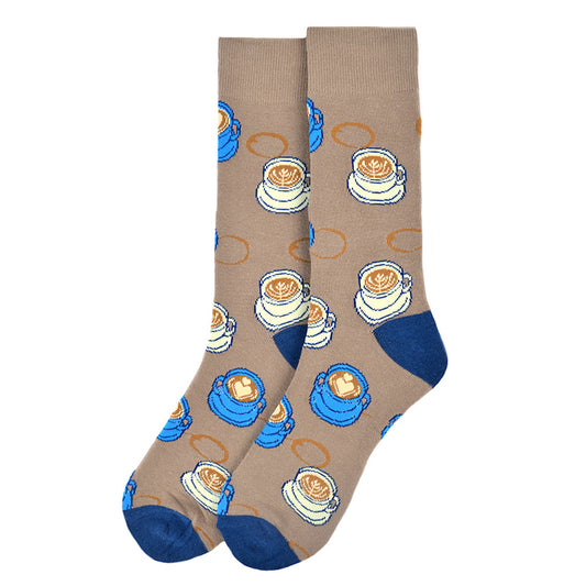 Espresso Funny Socks Cup of Coffee Novelty Socks Coffee Lover Gift Cup of Joe Morning Coffee Light Brown Socks