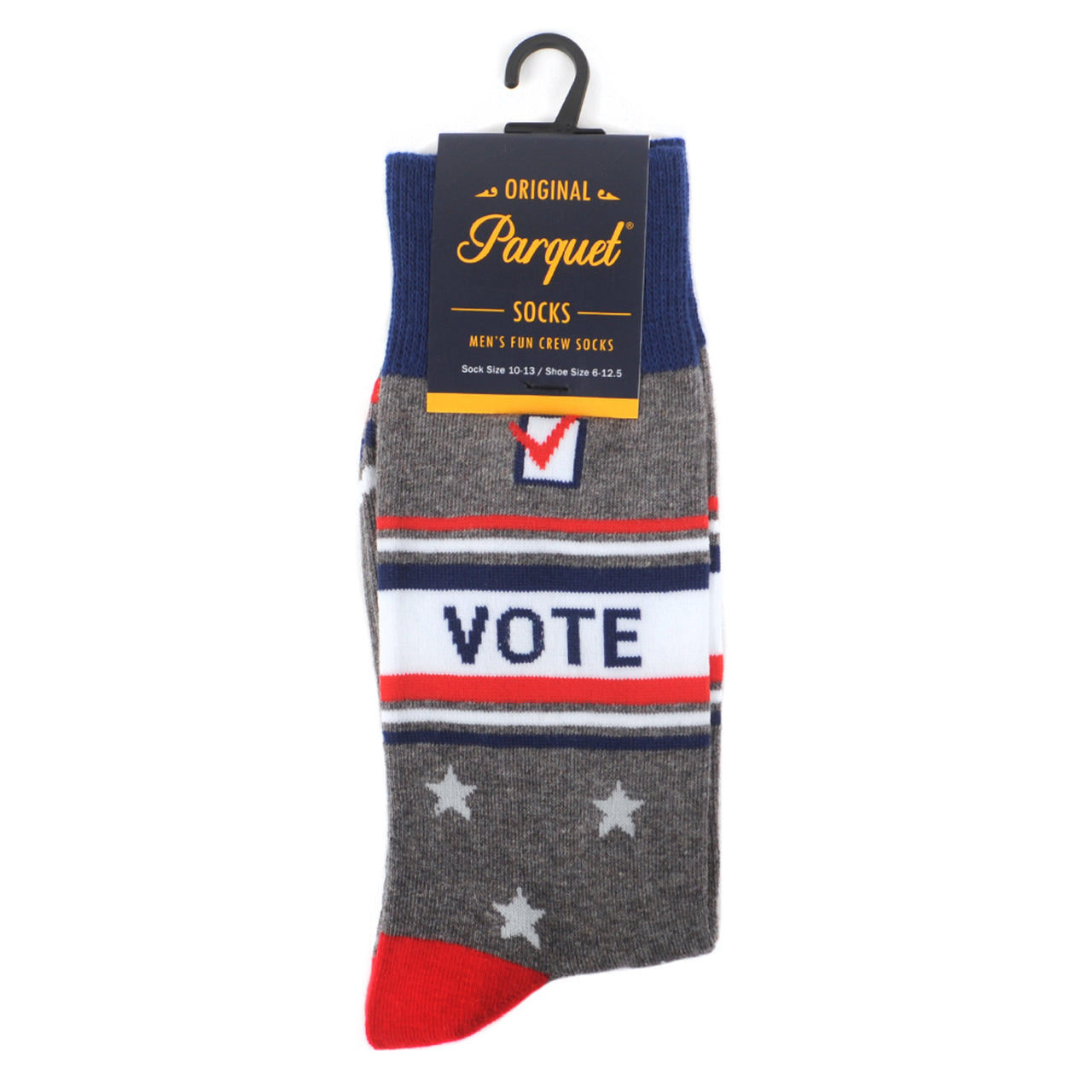 Fun Socks Men's Vote Novelty Socks Grey Blue Get Out and Vote Politician Gifts