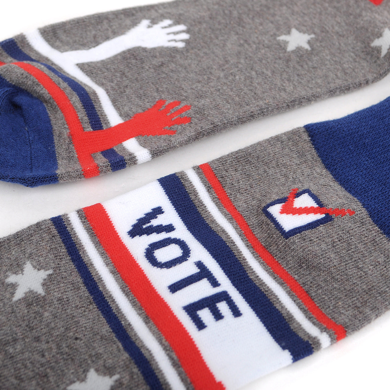 Fun Socks Men's Vote Novelty Socks Grey Blue Get Out and Vote Politician Gifts