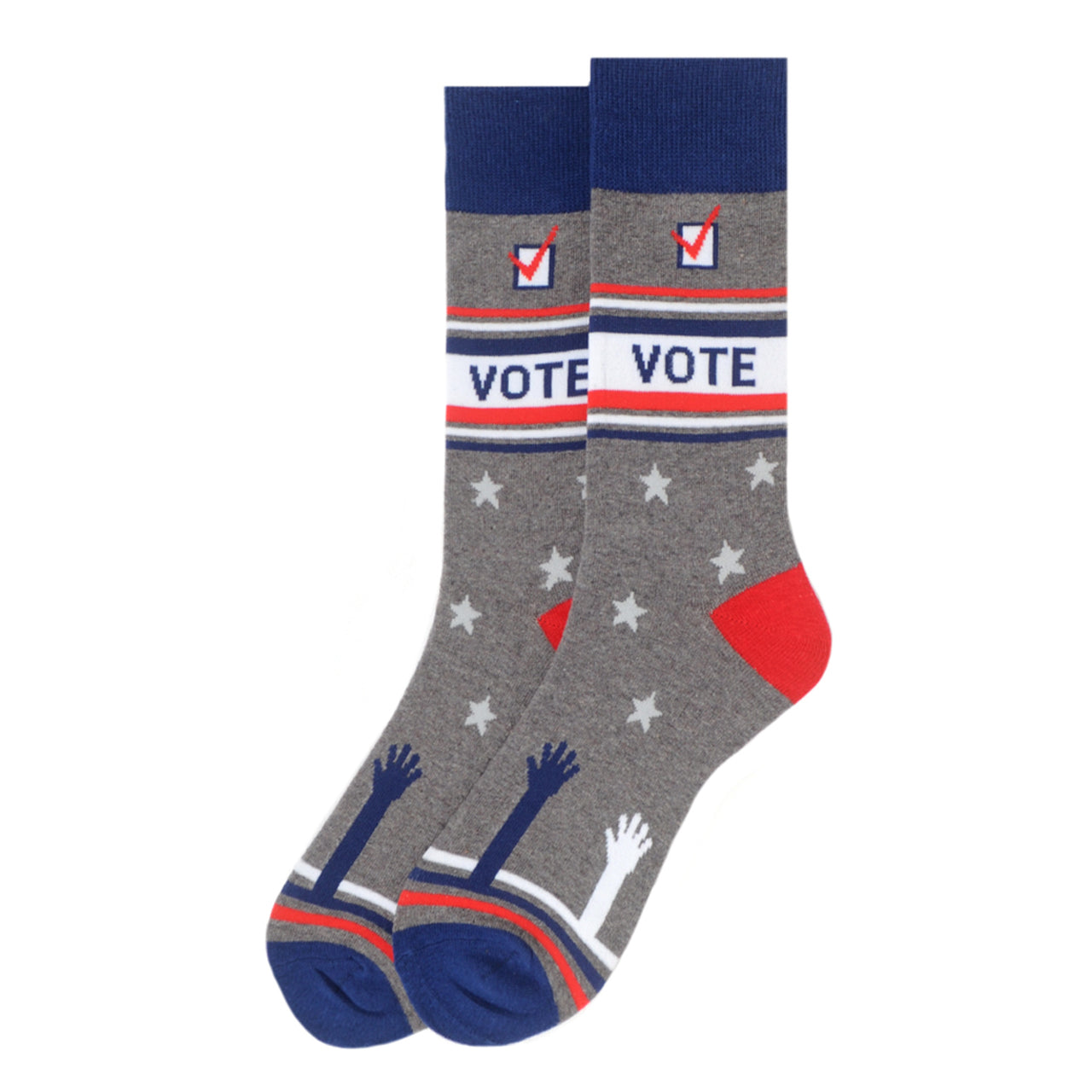 Fun Socks Men's Vote Novelty Socks Grey Blue Get Out and Vote Politician Gifts