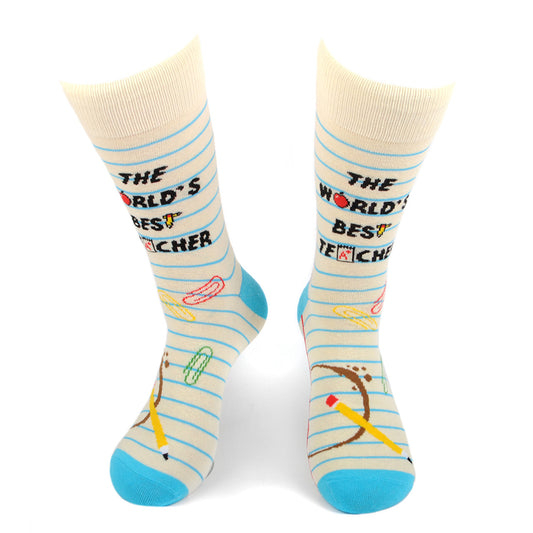 Men's The World's Best Teacher Novelty Sock Funny Socks Teacher Gifts Cool Socks Funny Teacher Appreciation Week