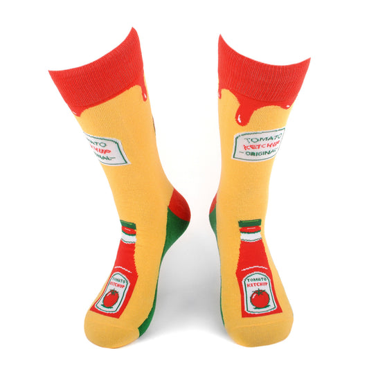 Ketchup Lover Socks Novelty Sock Funny Socks Tomato Ketchup Food Theme Socks Fun Gifts Mens Socks Funny Groomsmen Socks Summertime Food