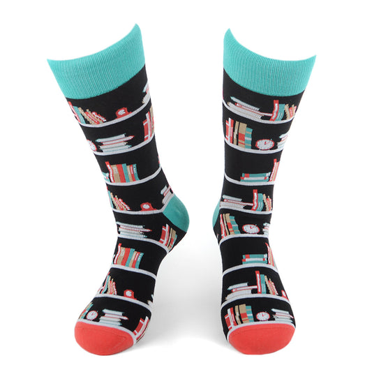 Book Nerd Socks Men's Book Shelves Novelty Socks Novelty Socks Funny Socks Dad Gifts Cool Socks Funny Groomsmen Bookshelves