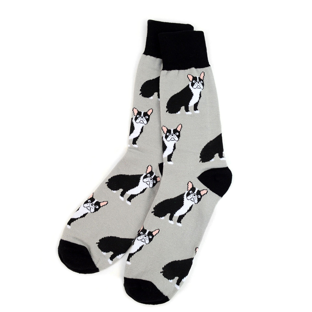 Men's Novelty French Bulldog Grey Socks Dog Lovers Socks Mans Best Friend Great Gift for Dog Owners