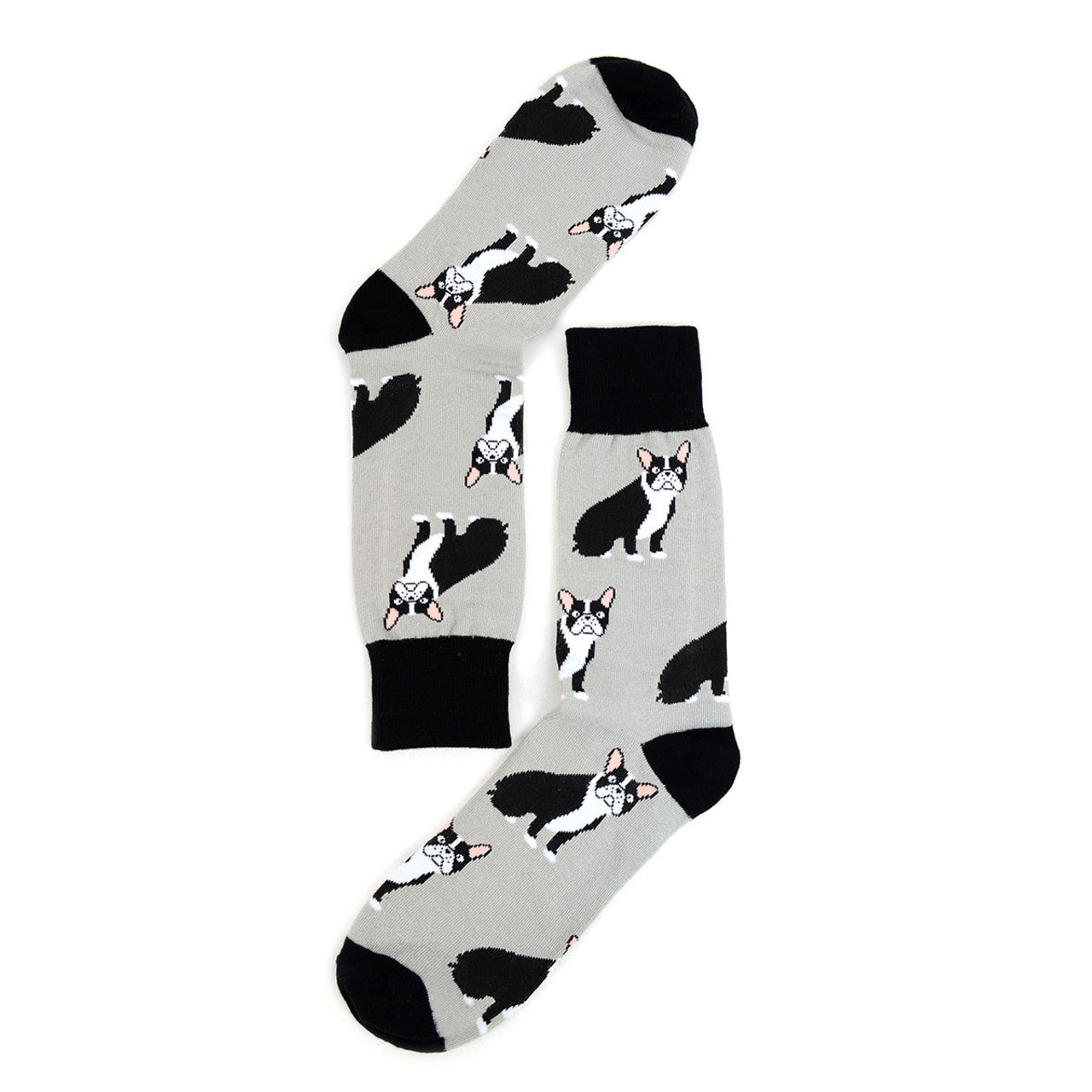 Men's Novelty French Bulldog Grey Socks Dog Lovers Socks Mans Best Friend Great Gift for Dog Owners