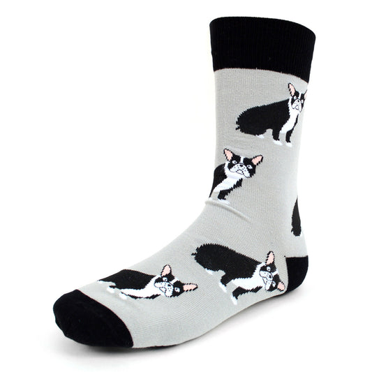 Men's Novelty French Bulldog Grey Socks Dog Lovers Socks Mans Best Friend Great Gift for Dog Owners